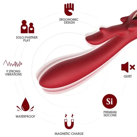Elch Vibrator Kaninchen Gebogen Rot