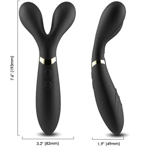 Y-Wand Massager & Vibrator Doppelkopf Schwarz