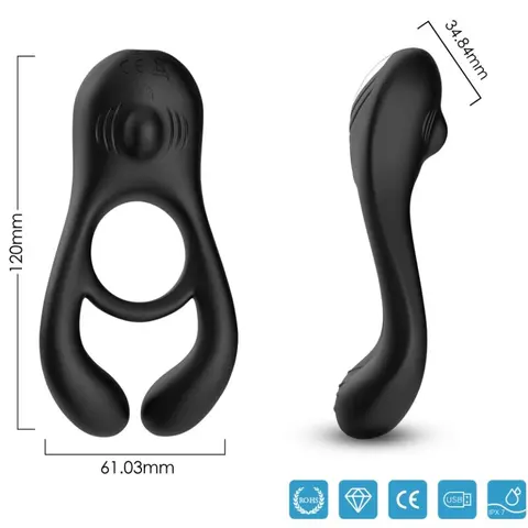 Veyron Doppelvibrator-Ringspielzeug für Paare Schwarz