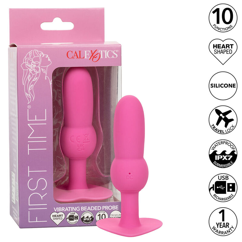 First Time Anal Plug mit Perlensonde 10 Vibrationen Rosa