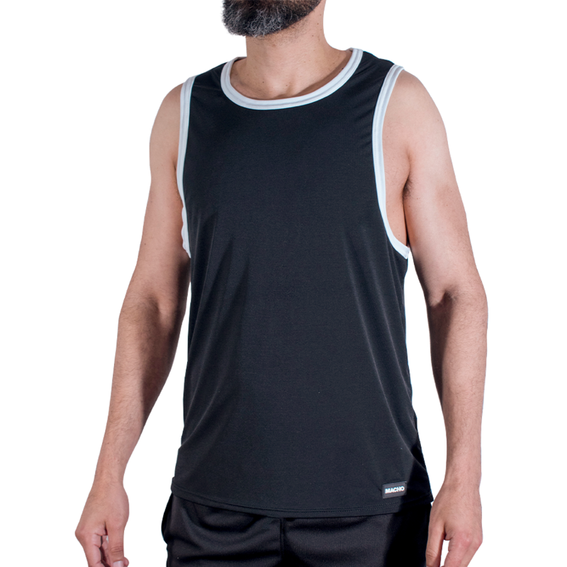 MACHO - CMV004 Schwarzes Sport-T-Shirt L/XL
