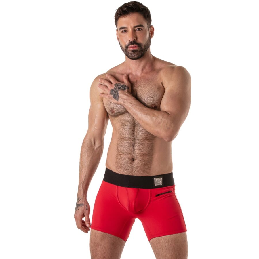 LOCKER GEAR - BOXERSHORTS MIT BREITEM BUND, ROT, XL