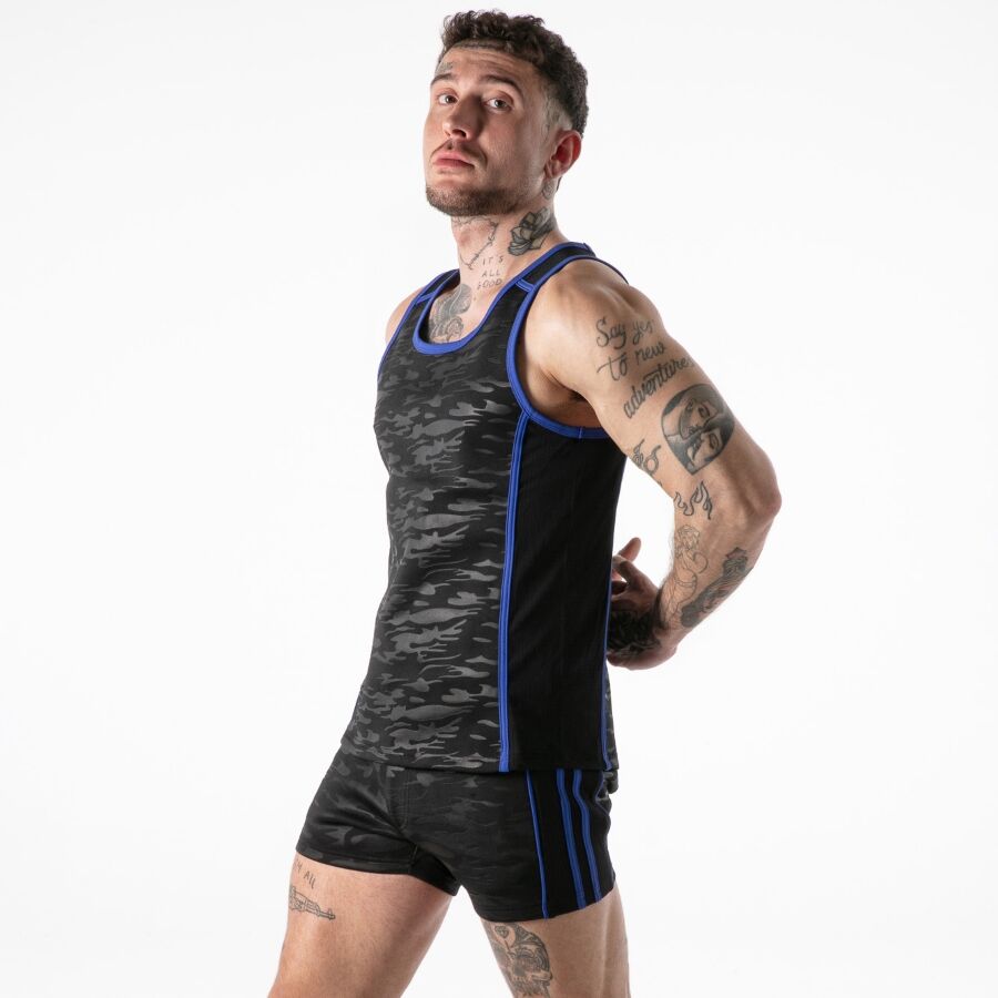 LOCKER GEAR - TANKTOP MIT VOLLEM MILITÄRZUGANG, BLAU, XL