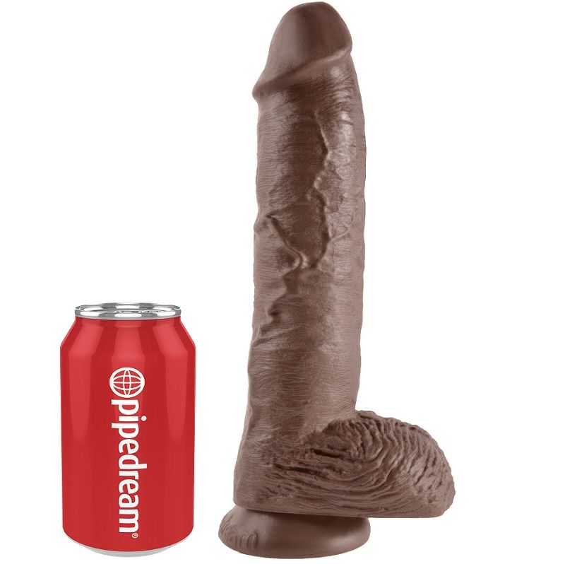 10 Dildo Braun mit Eier 25,4 cm