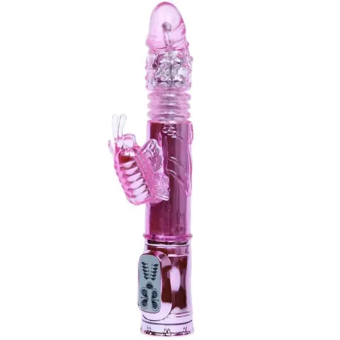 Wiederaufladbarer Vibrator mit Rotation und Pochenden Schmetterlingsstimulator
